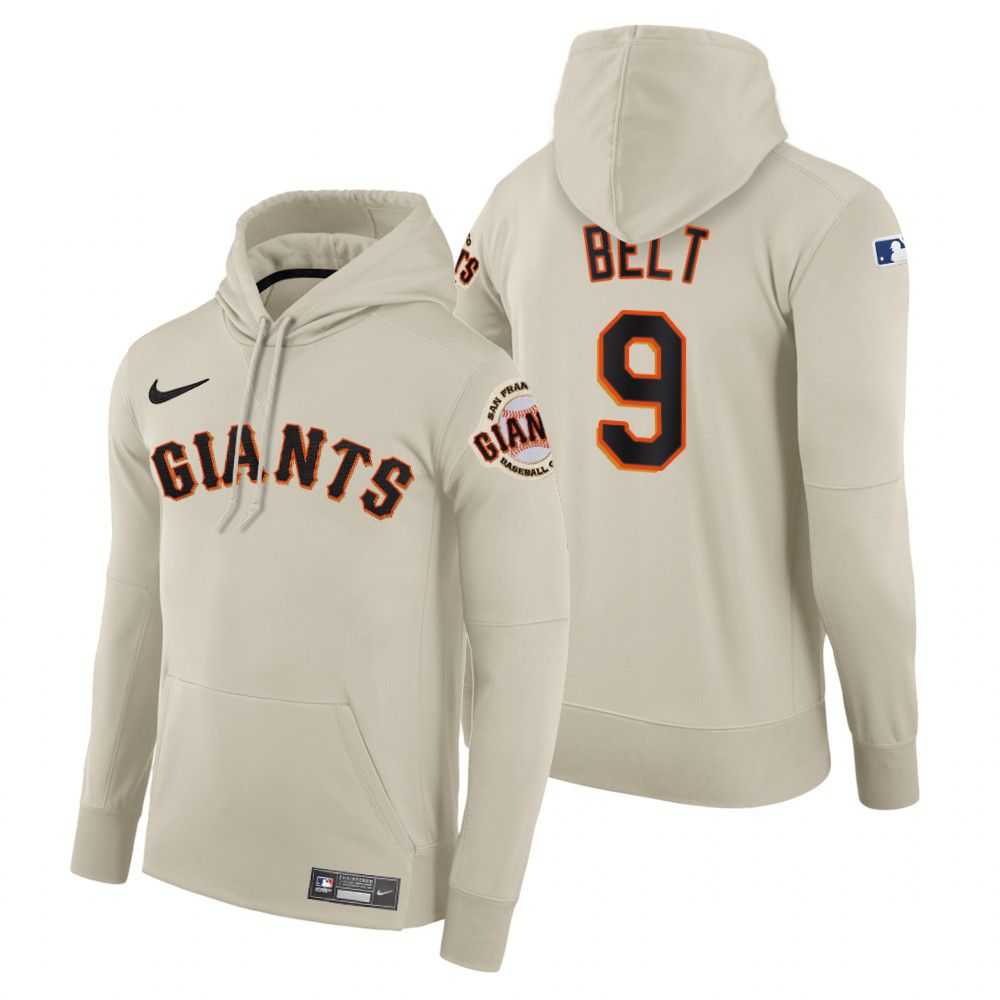 Men San Francisco Giants 9 Belt cream home hoodie 2021 MLB Nike Jerseys